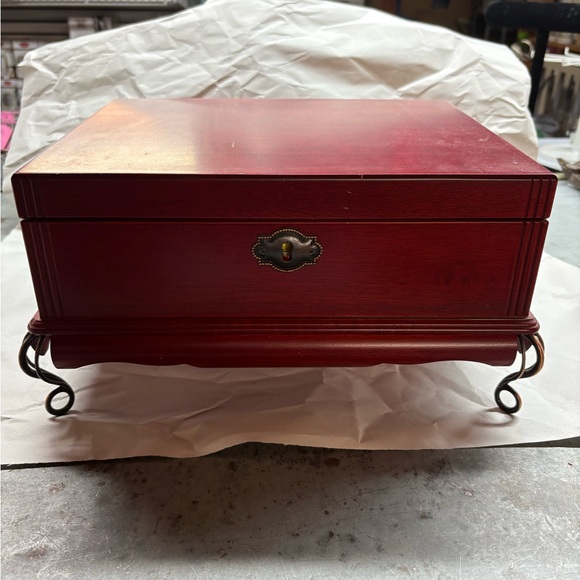 Elegant Red Wooden Storage Box